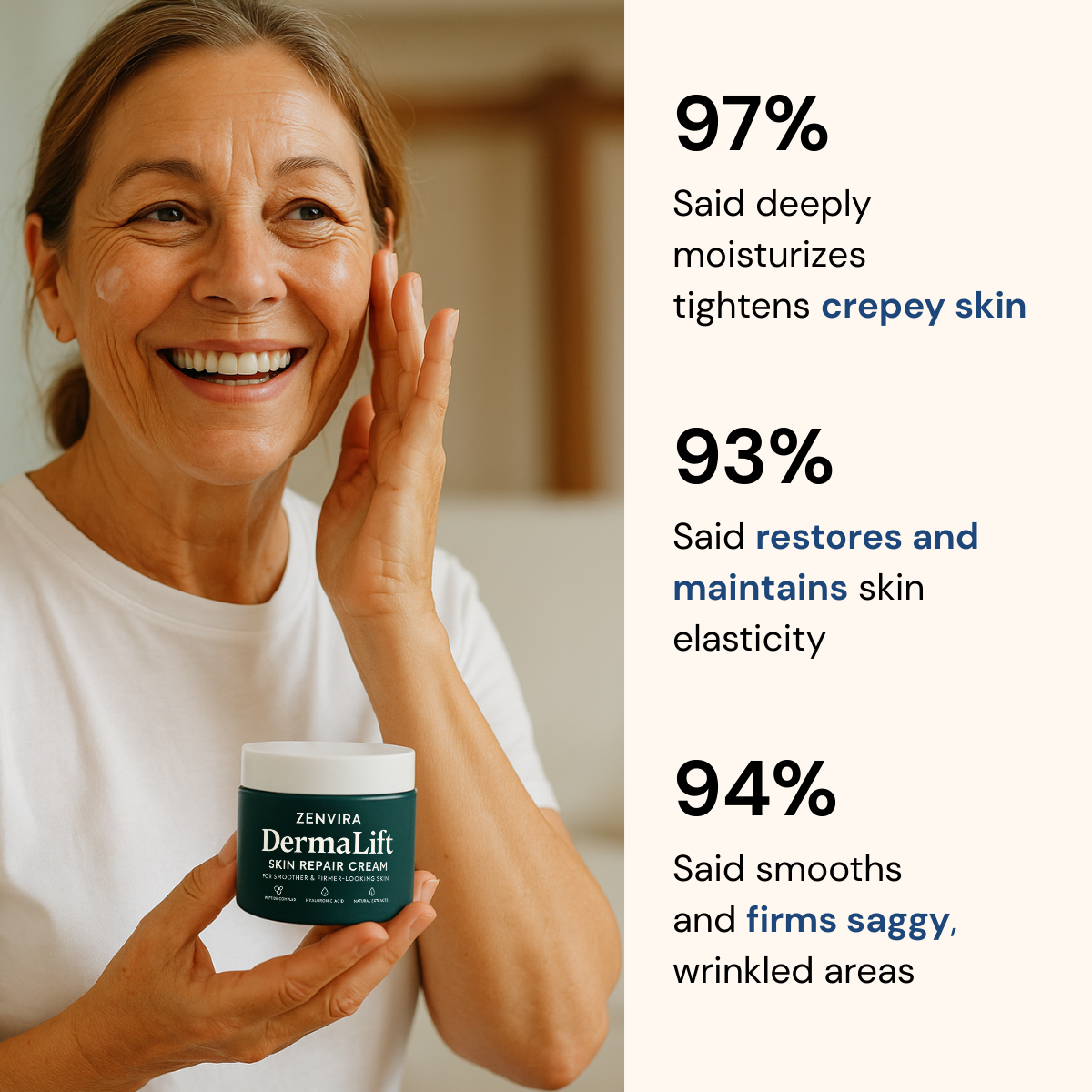 Zenvira DermaLift™ - Visible results in weeks without irritation